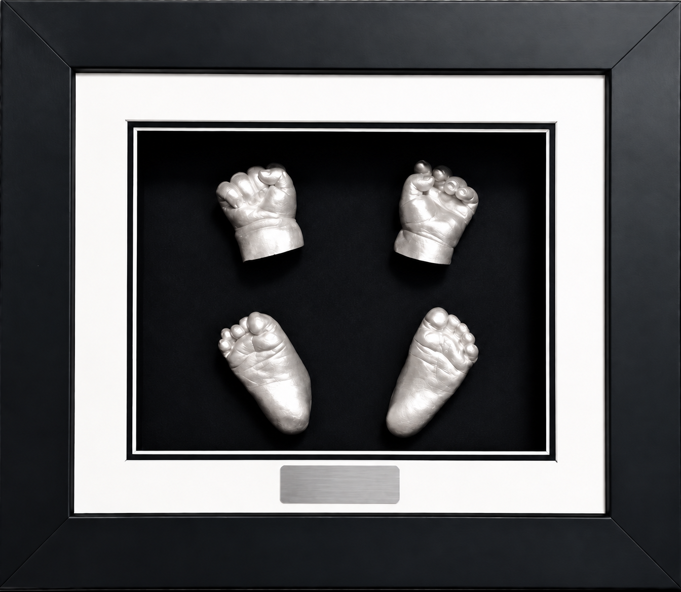 Finished 10 by 12 inch framed baby casting with blank plaque